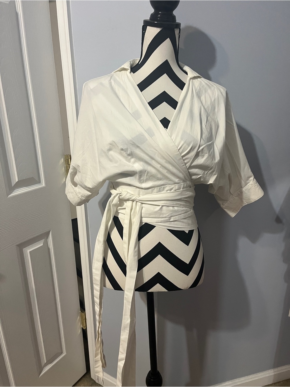 Habitual White Wrap Crop Top with Waist Tie